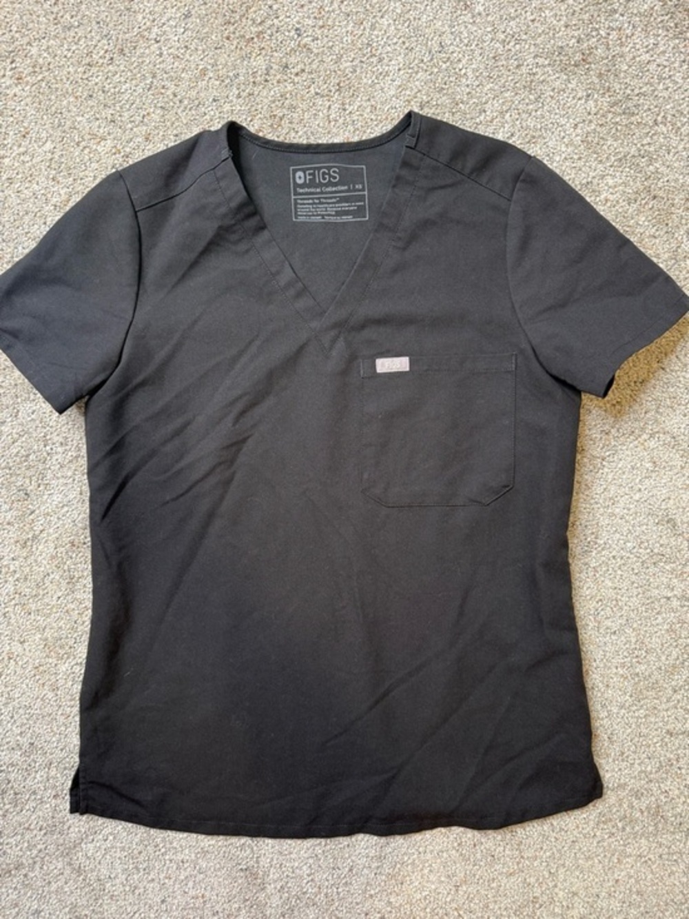 FIGS Black V-Neck Shirt